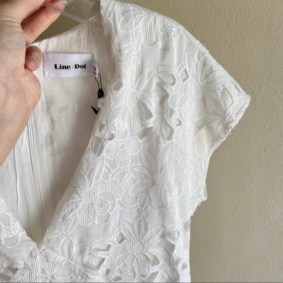 NWT Line + Dot White Floral Lace Silk Embroidered Romper Shorts Onepiece Crochet - Picture 4 of 5